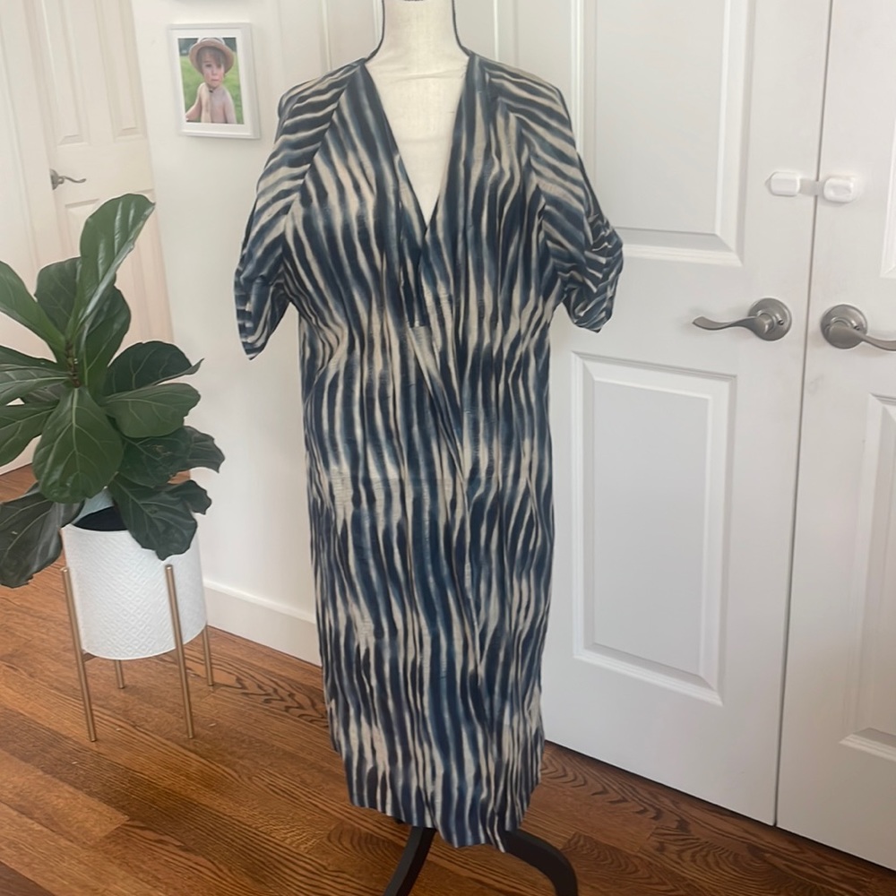 Women’s Navy & Cream Tie-Dye Swim Coverup Dress